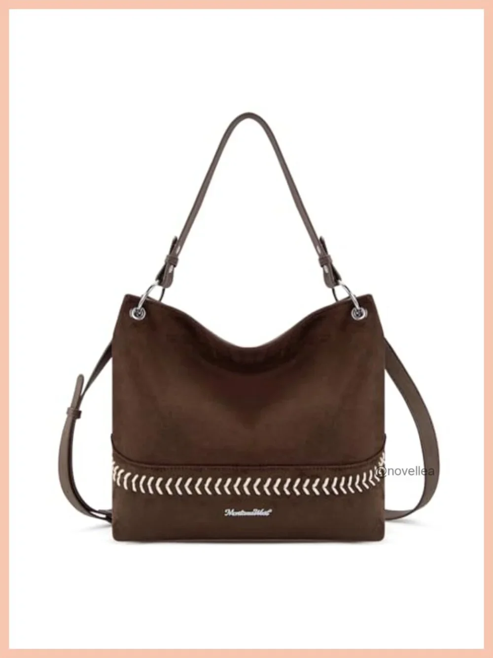 Faux Suede Hobo Bag with Zip-Top Closure, Anti-Theft Pocket, Wide Strap, Tote